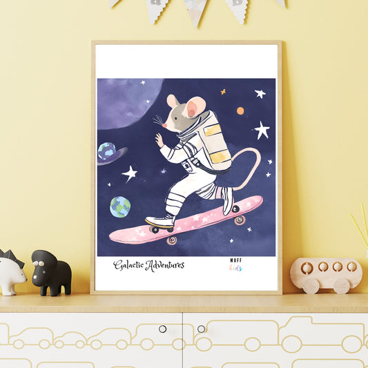 Galactic Adventurers No.4 Art Print Tasarım Çocuk Odası Posteri