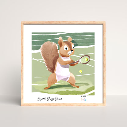 Kids Art Print Design Sportive Squirrel No.1 Poster For Kids