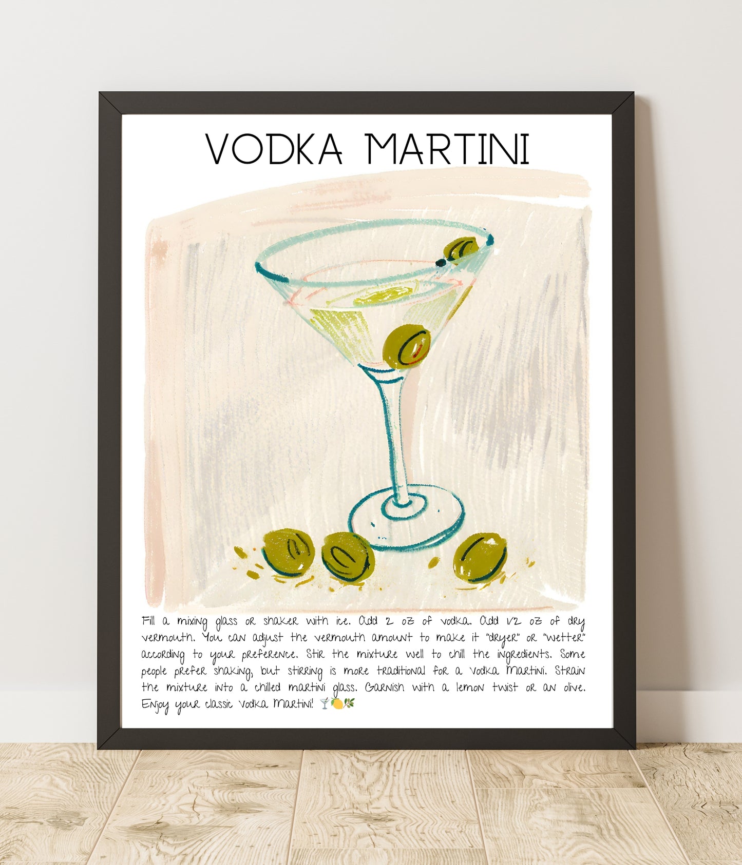 Art Print Tasarım Kokteyl Poster Vodka Martini Bar Dekor