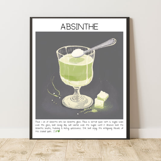 Absinthe Cocktail Art Work Poster Bar Decor