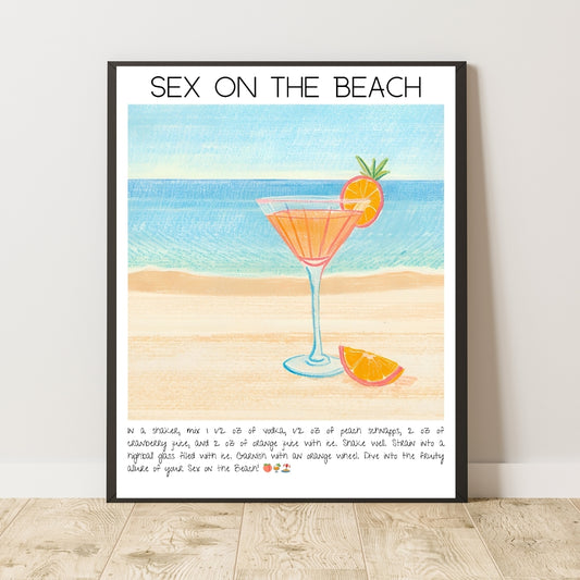 Art Print Tasarım Kokteyl Poster Sex On The Beach Bar Decor