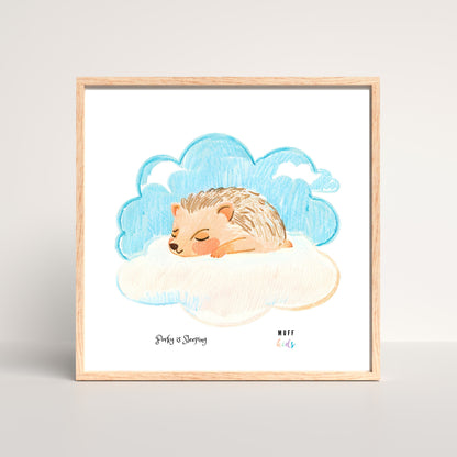 Kids Art Print Design Sleeping Hedgehog Poster For Kids