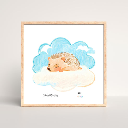 Kids Art Print Design Sleeping Hedgehog Poster For Kids