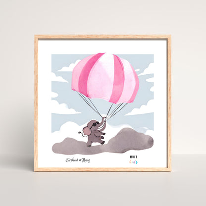 Kids Art Print Flying Elephant No.5 Poster For Kids