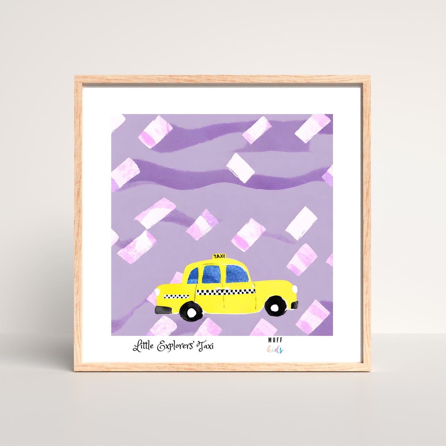 Little Explorers' Taxi Art Print Poster For Kids