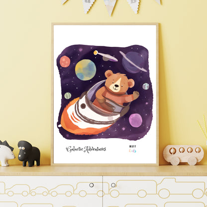 Galactic Adventurers No.14 Art Print Tasarım Çocuk Odası Posteri