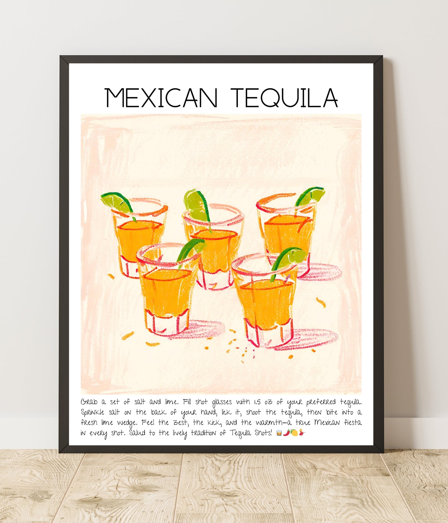 Art Print Design Drink Poster Mexican Tequila Bar Decor