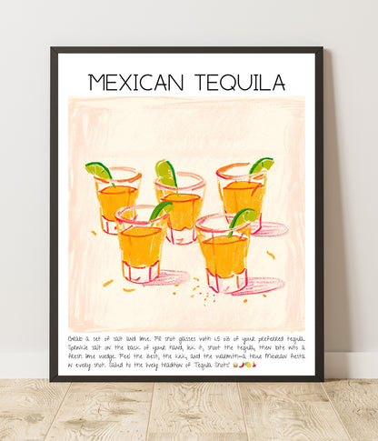 Art Print Tasarım Kokteyl Poster Mexican Tequila Bar Dekor