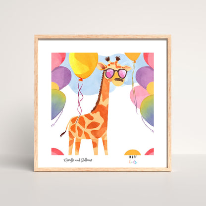 Animals With Balloons Art Print Tasarım Çocuk Odası Posteri