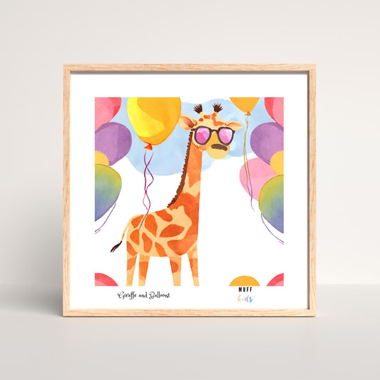 Animals With Balloons Art Print Tasarım Çocuk Odası Posteri