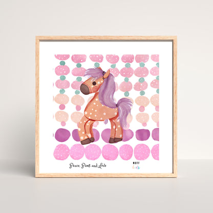 Peace, Paws and Love Horse No:3 Art Print Poster For Kids