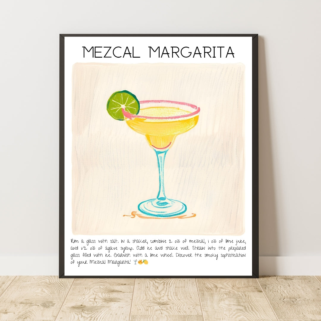 Cocktail Art Print Design Poster Mezcal Margarita Bar Decor