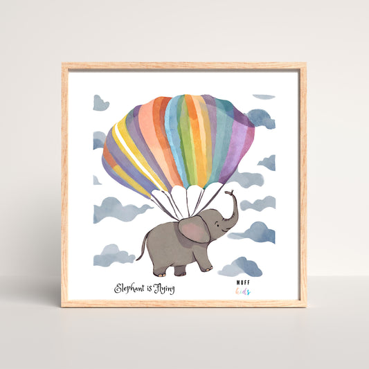 Kids Art Print Flying Elephant No.1 Poster For Kids