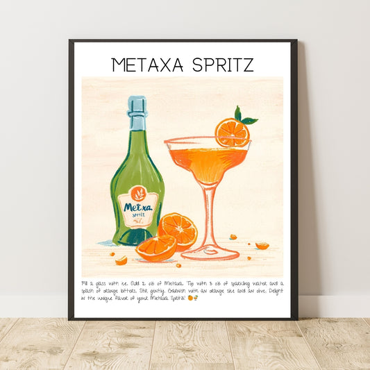 Metaxa Sprtiz Cocktail Art Work Poster Bar Decor