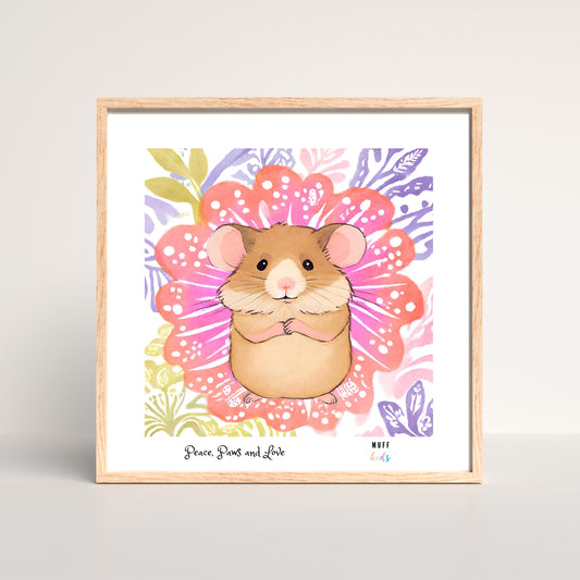 Peace, Paws and Love Mouse No:4 Art Print Poster For Kids