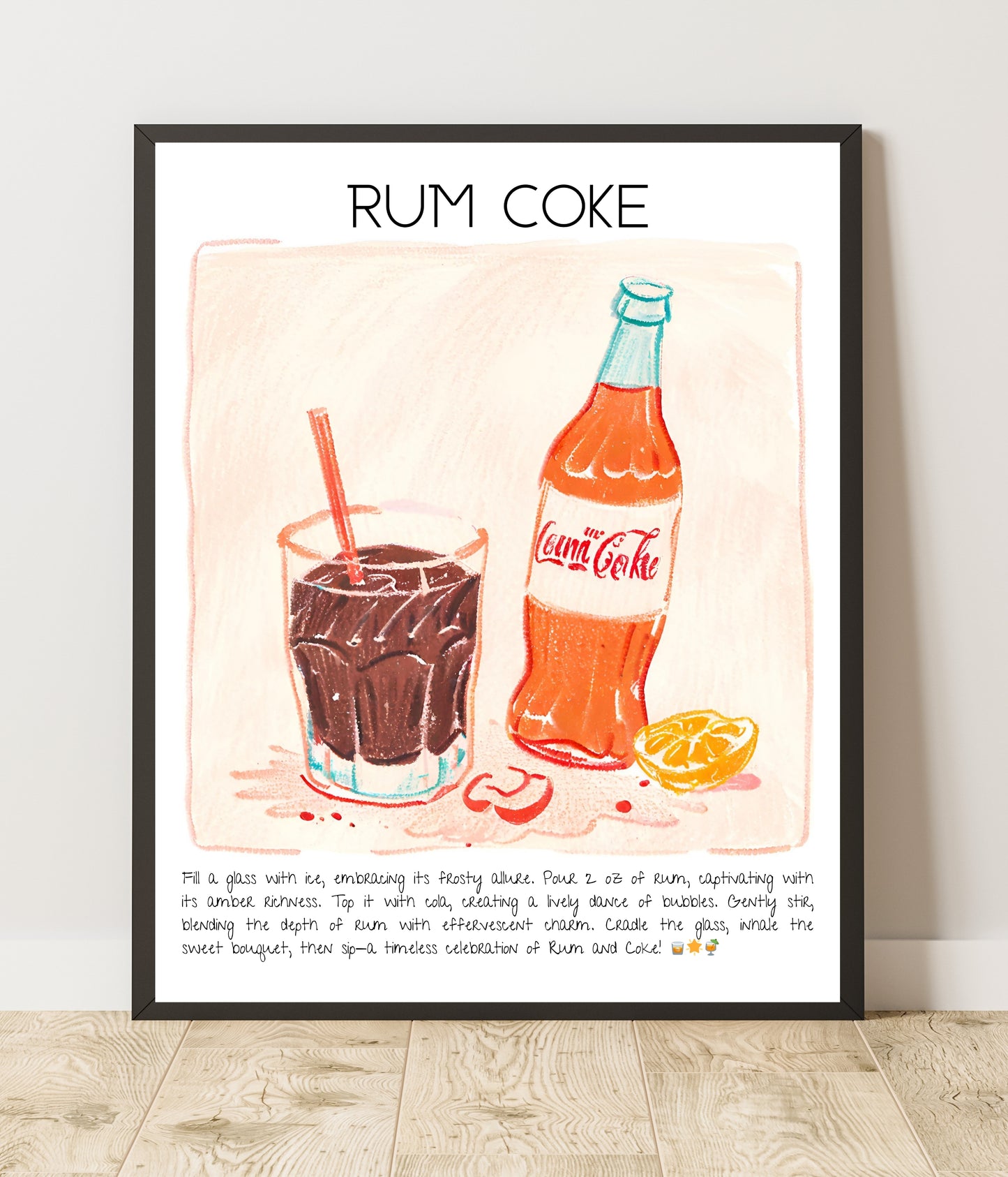 Art Print Tasarım Kokteyl Poster Rum Coke Bar Dekor