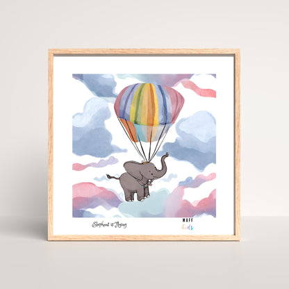 Kids Art Print Flying Elephant No.2 Poster For Kids