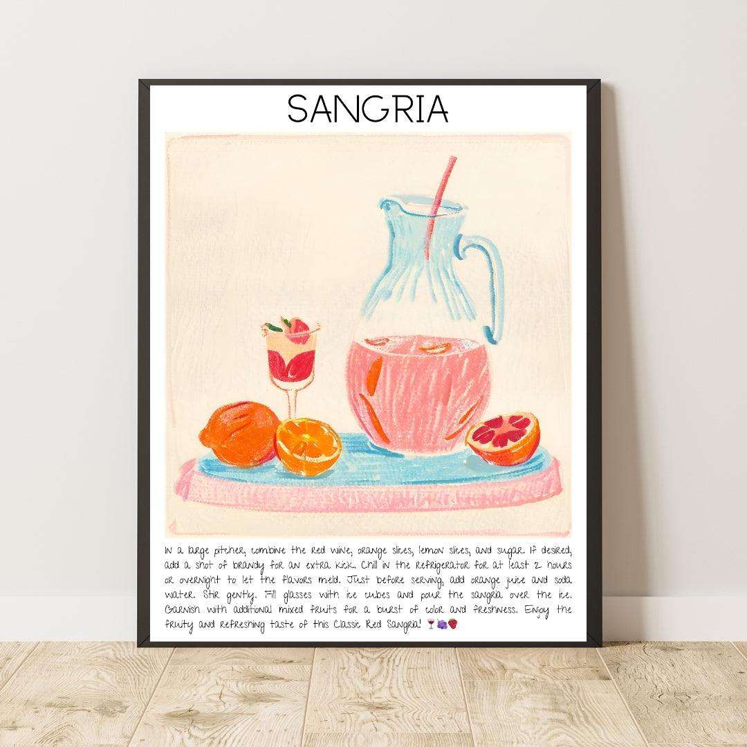 Cocktail Art Print Design Poster Bar Sangria Decor