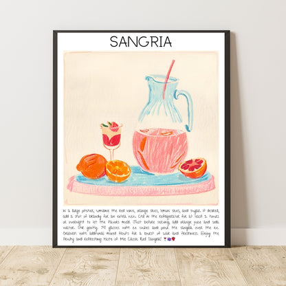 Cocktail Art Print Design Poster Bar Sangria Decor