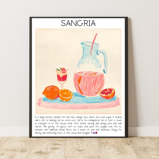 Sangria Cocktail Art Work Poster Bar Decor