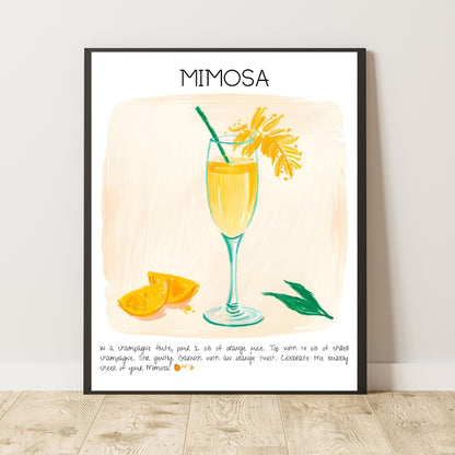 Cocktail Art Print Design Poster Mimosa Bar Decor