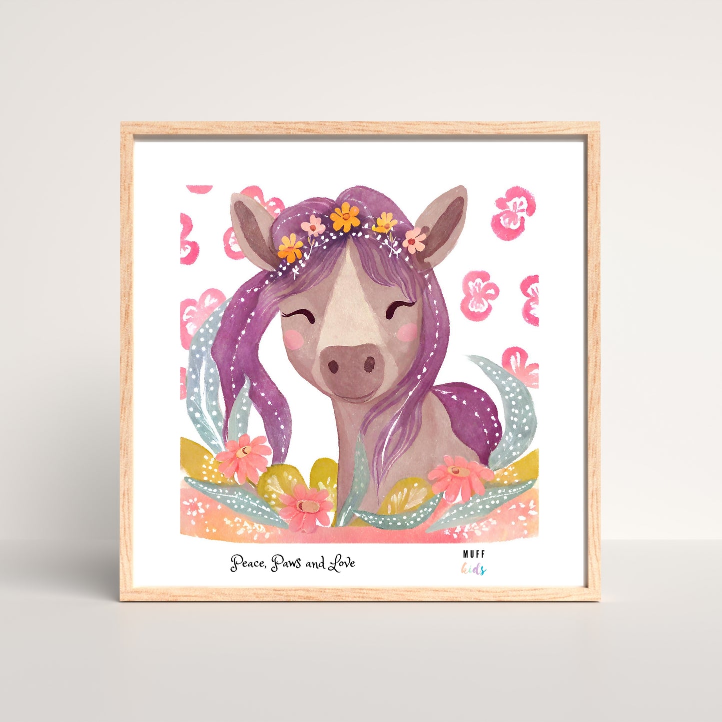 Peace, Paws and Love Horse No:2 Art Print Poster For Kids