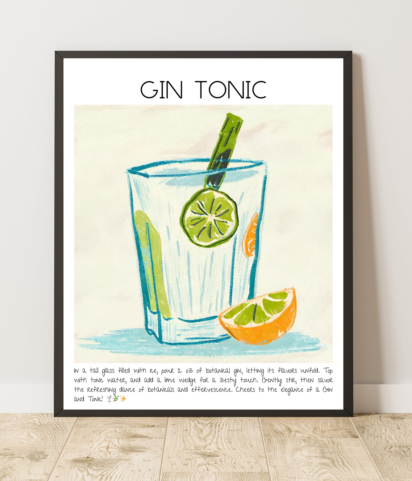 Art Print Tasarım Kokteyl Poster Gin Tonic Bar Dekor