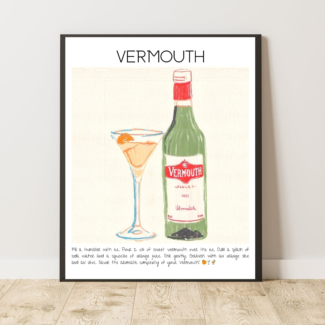 Cocktail Art Print Design Poster Vermouth Bar Decor