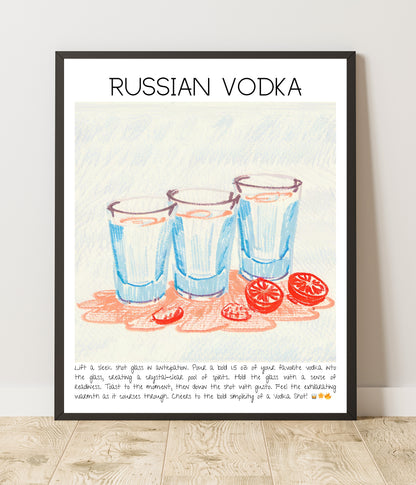 Art Print Design Drink Poster Russian Vodka Bar Decor