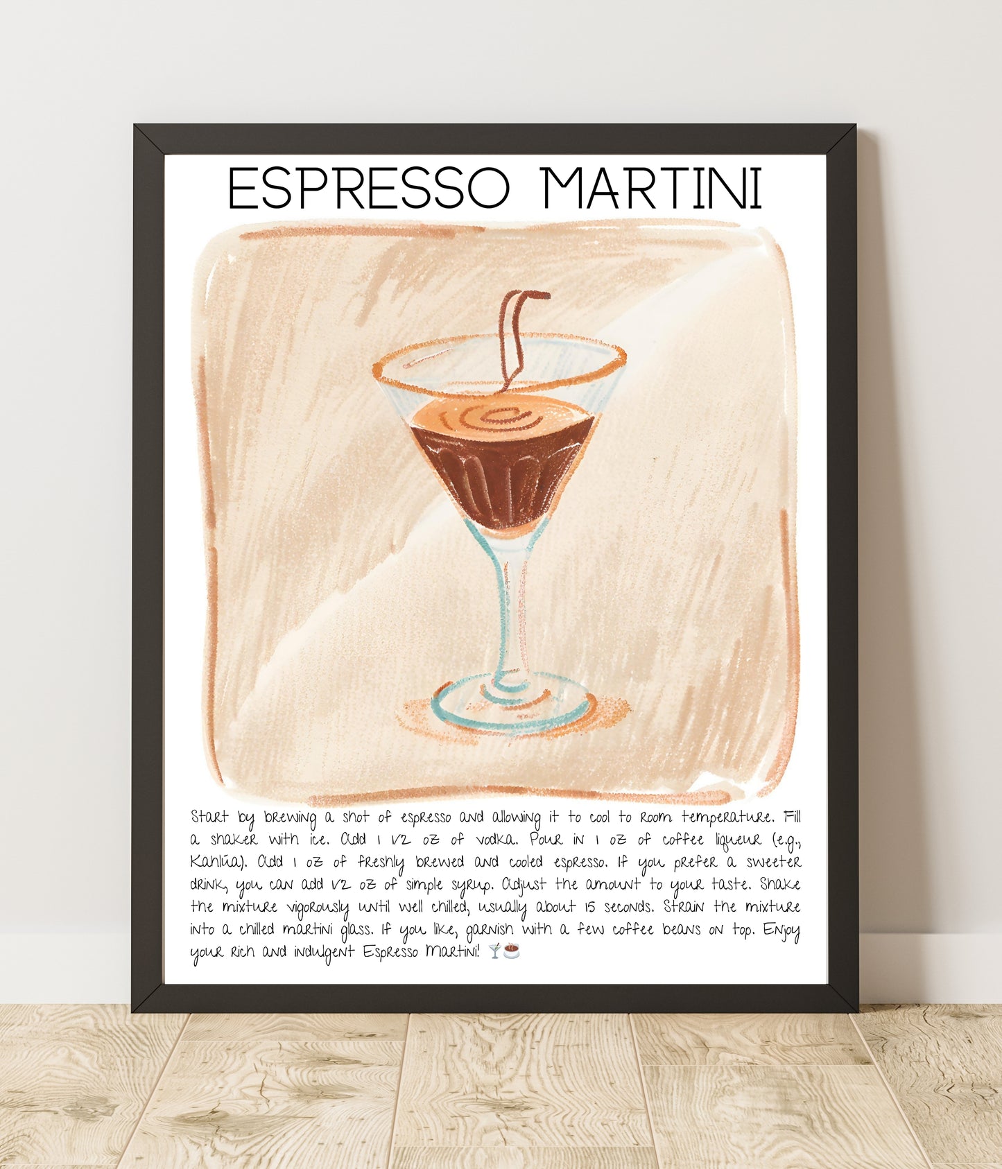 Cocktail Art Print Design Poster Espresso Martini Bar Decor