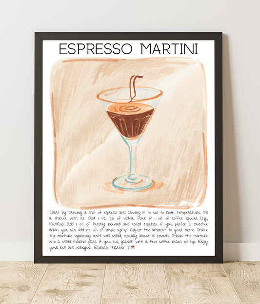 Cocktail Art Print Design Poster Espresso Martini Bar Decor