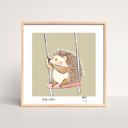 Kids Art Print Design Hedgehog At Park No.2 Poster For Kids