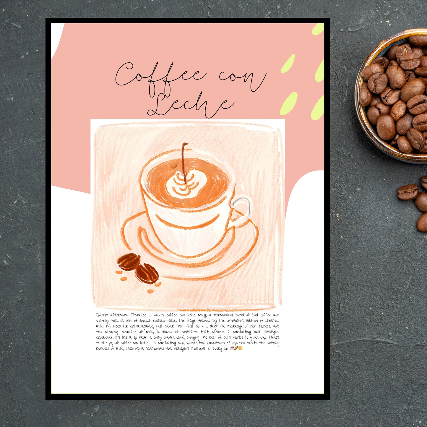 Art Print Design Poster Coffee Con Leche