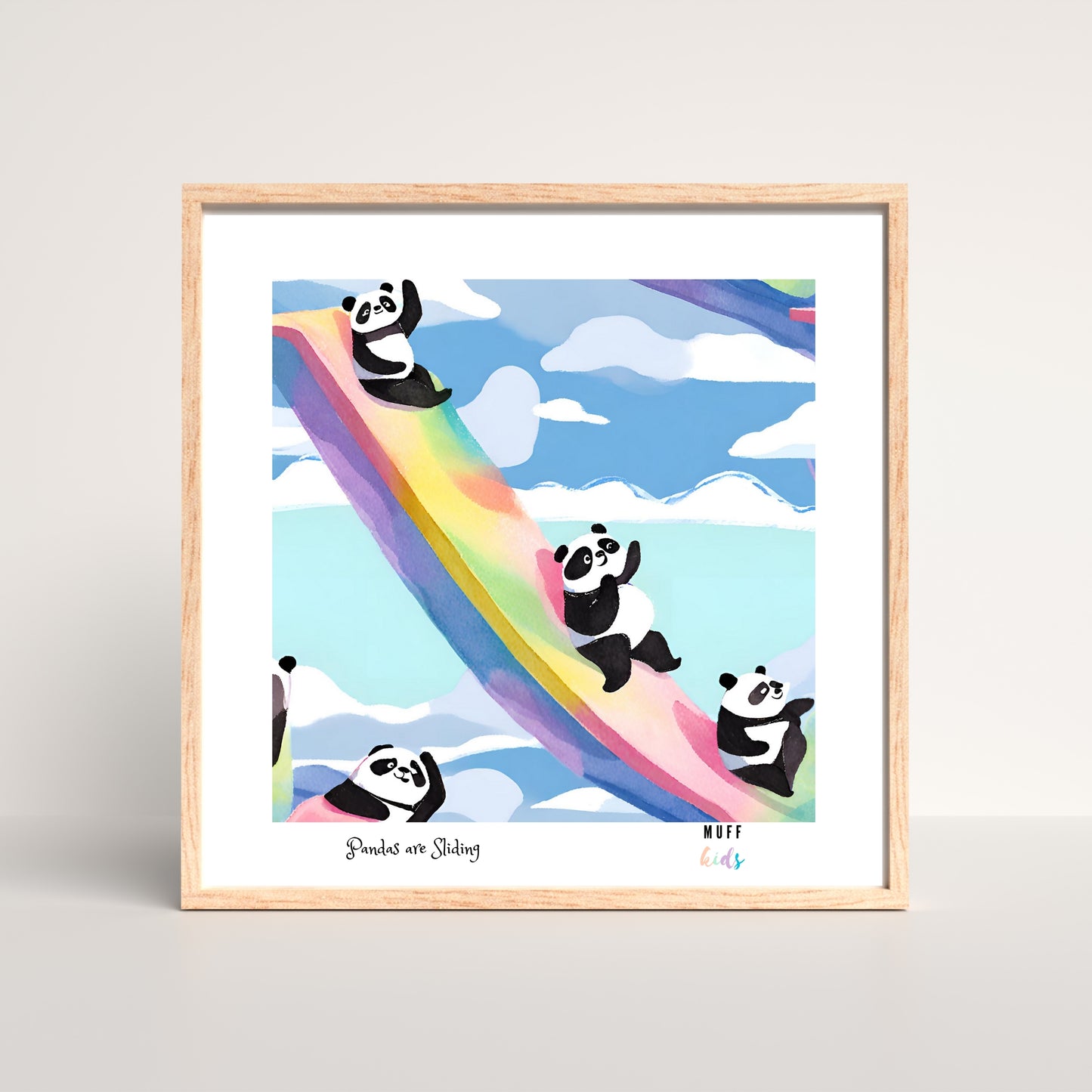 Kids Art Print Design Panda Sliding No.1 Poster For Kids