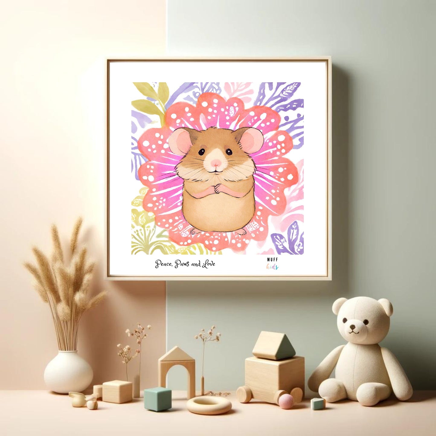 Peace, Paws and Love Mouse No:4 Art Print Tasarım Çocuk Odası Posteri