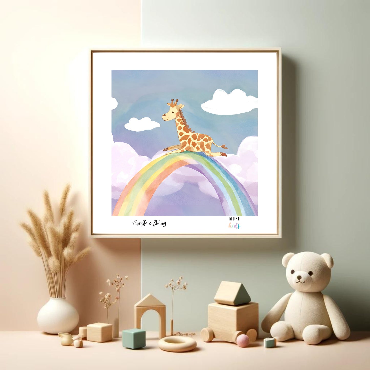 Kids Art Print Design Giraffe Sliding Poster For Kids