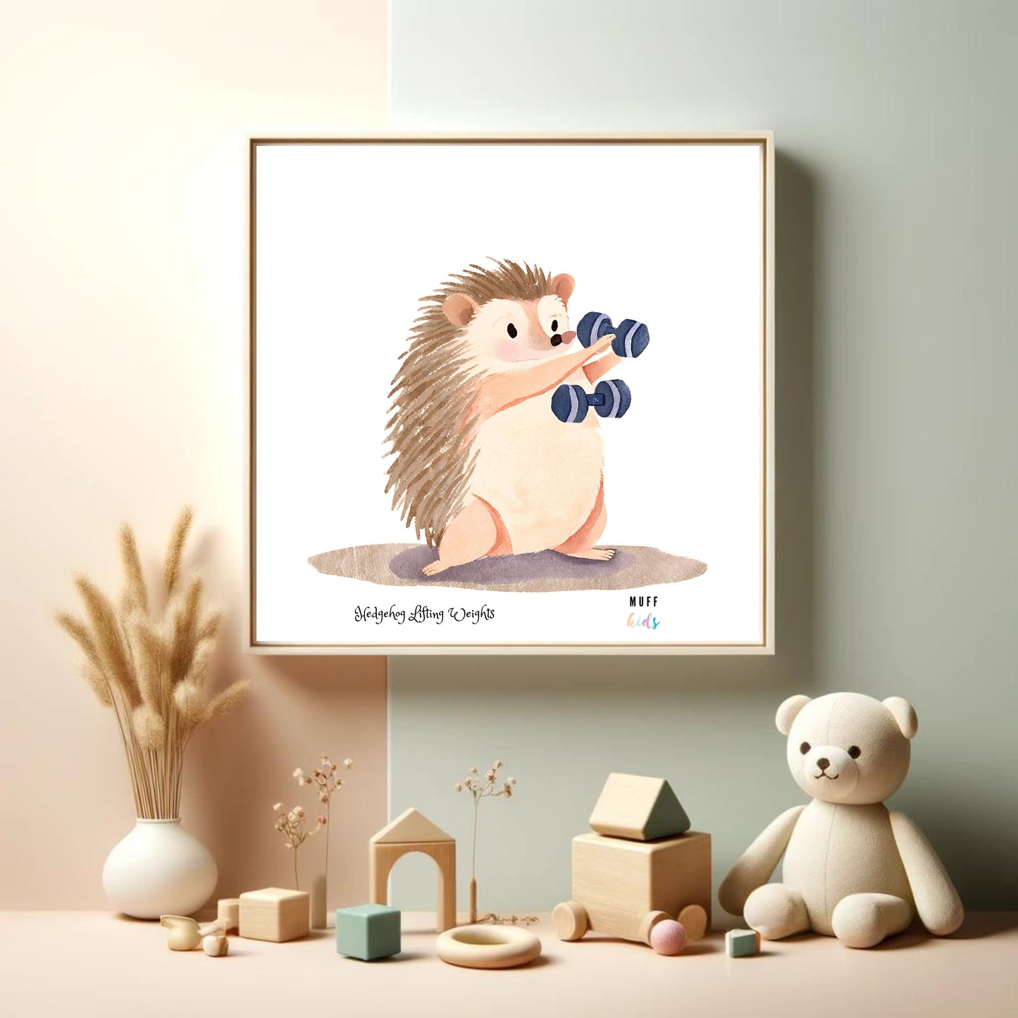 Kids Art Print Design Sportive Hedgehog No.1 Poster For Kids