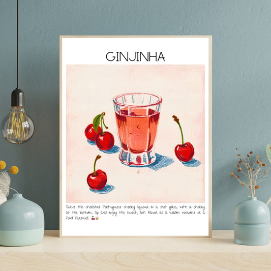 Cocktail Art Print Design Poster Ginjinha Bar Decor