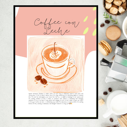 Art Print Design Poster Coffee Con Leche