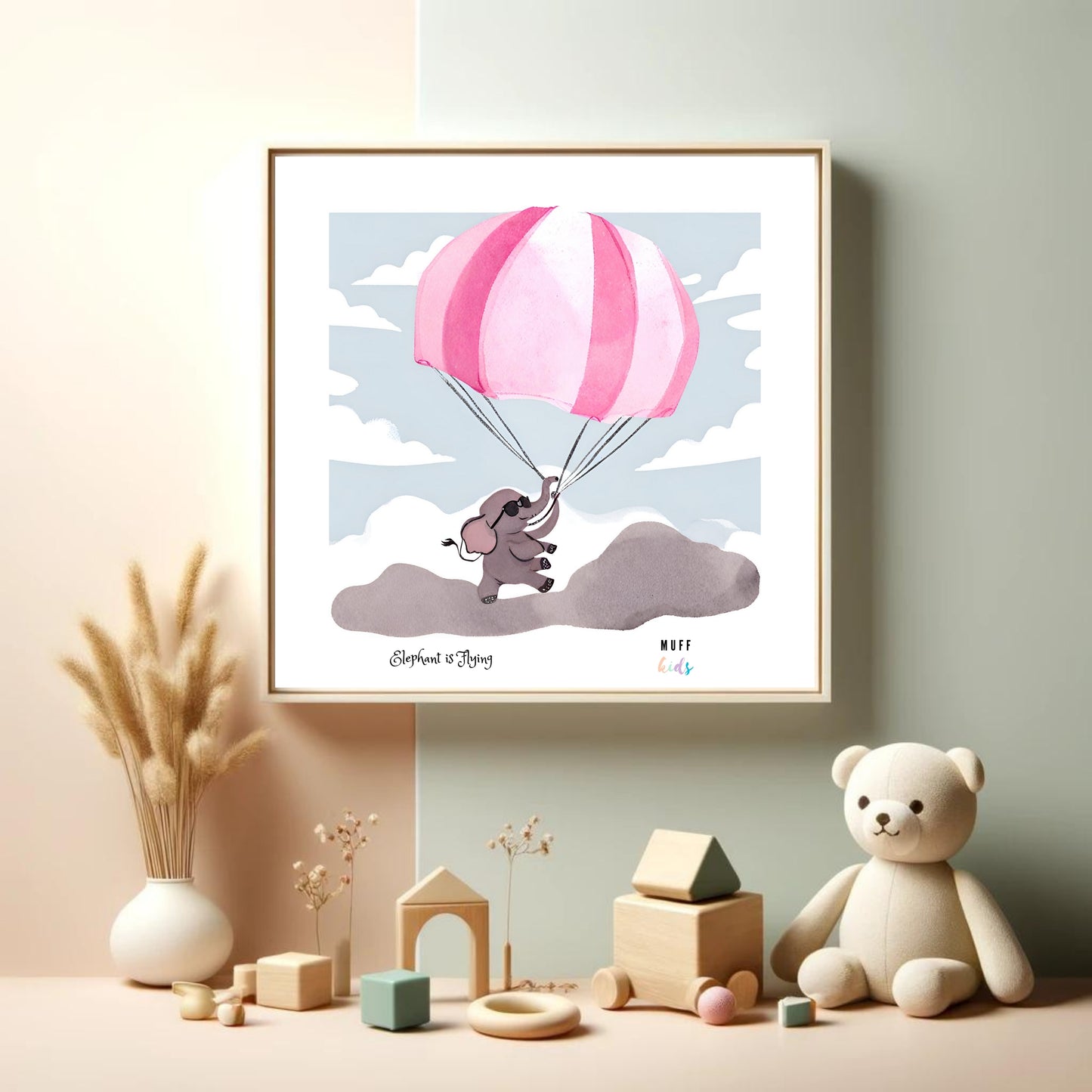 Kids Art Print Flying Elephant No.5 Poster For Kids