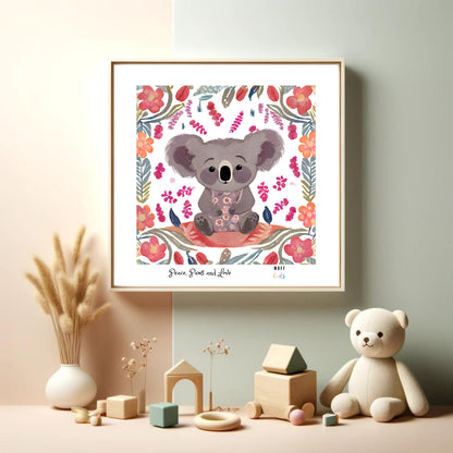 Peace, Paws and Love Koala No:1 Art Print Poster For Kids