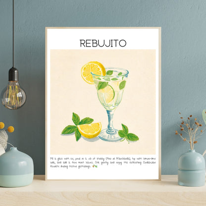 Cocktail Art Print Design Poster Rebujito Bar Decor