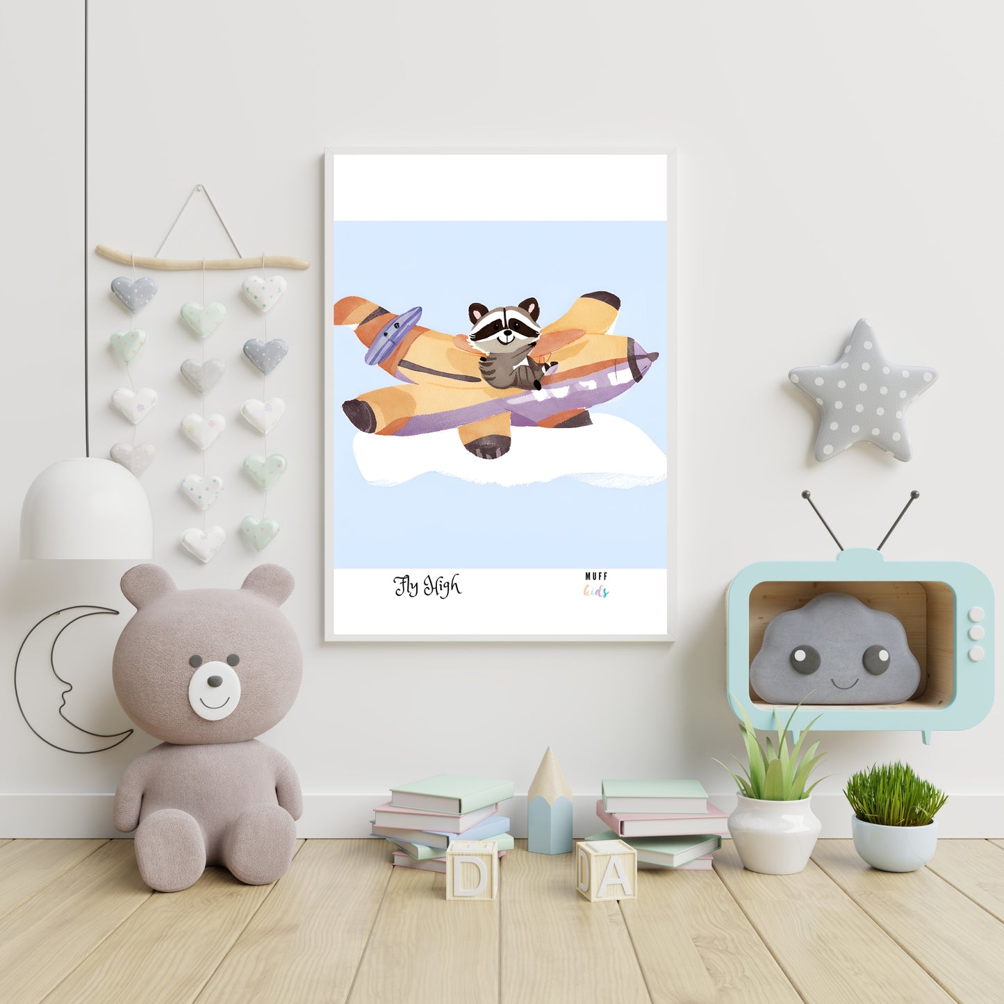 Fly High Animals No.7 Art Print Tasarım Çocuk Odası Posteri