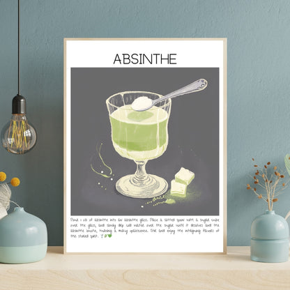 Cocktail Art Print Design Poster Absinthe Bar Decor