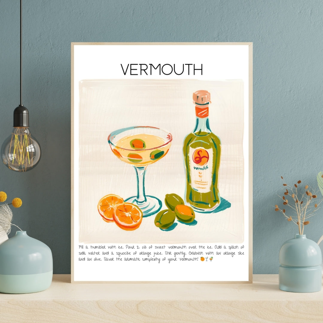 Cocktail Art Print Design Poster Vermouth Bar Decor