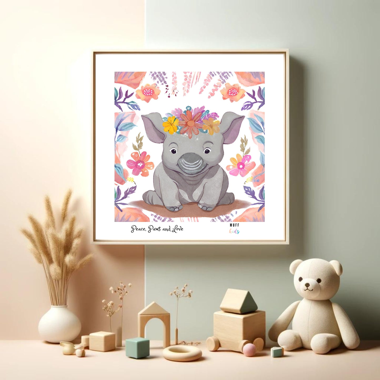 Peace, Paws and Love Pig No:2 Art Print Tasarım Çocuk Odası Posteri