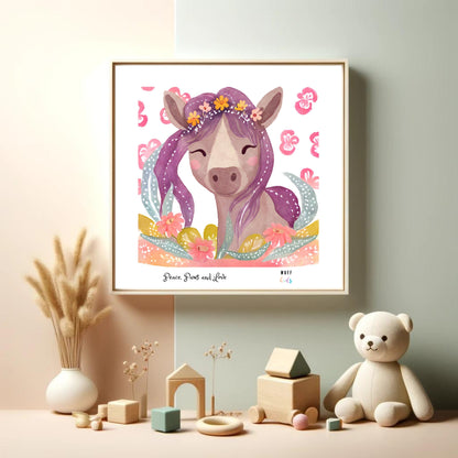 Peace, Paws and Love Horse No:2 Art Print Poster For Kids