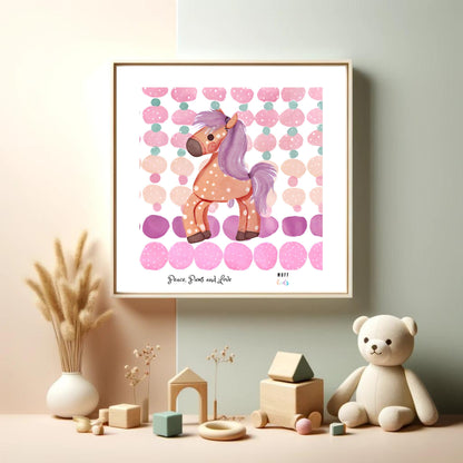 Peace, Paws and Love Horse No:3 Art Print Poster For Kids