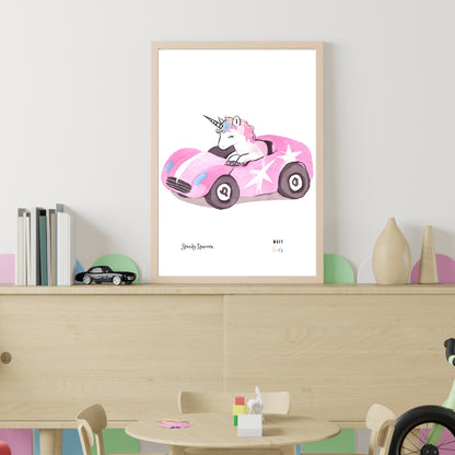 Speedy Unicorns Art Print Poster For Kids