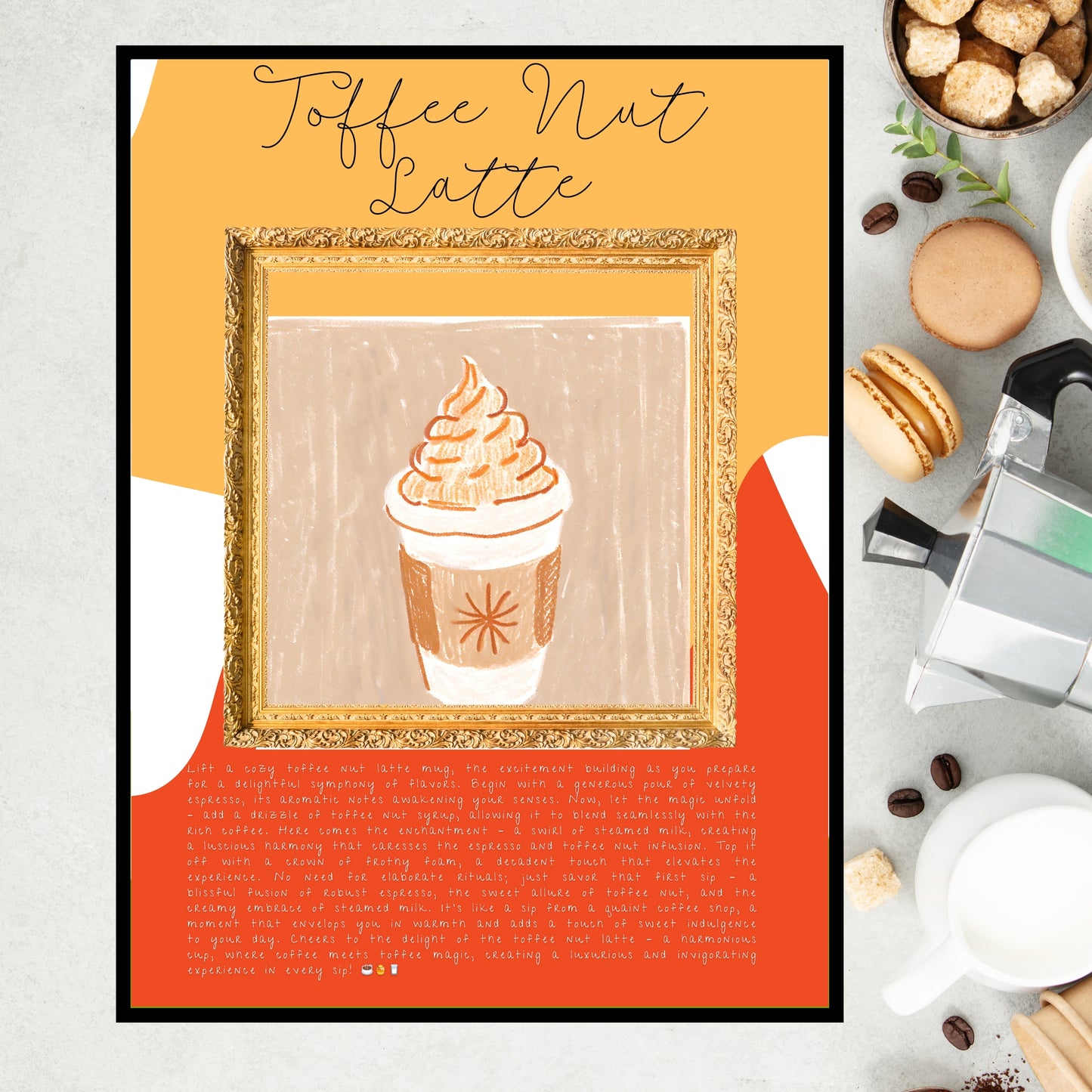 Art Print Design Poster Coffee Toffee Nut Latte